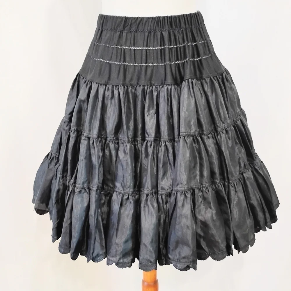 VINTAGE DOUBLE TIERED RUFFLED CRINOLINE - Picture 8 of 8